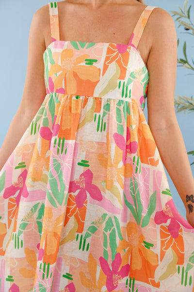 Colorful Tropical Print Maxi Dress- Women's Summer Maxi Dress- Open Back Maxi Dress