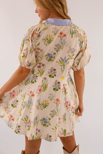 Jacquard Floral Design Dress- Women's Cotton Dress- Entro Flower Dress