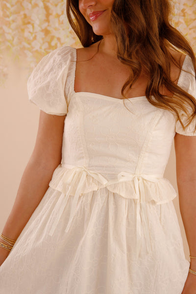 Embroidered Floral Midi Dress- Women's Spring Summer Dresses- Bridal Midi Dress