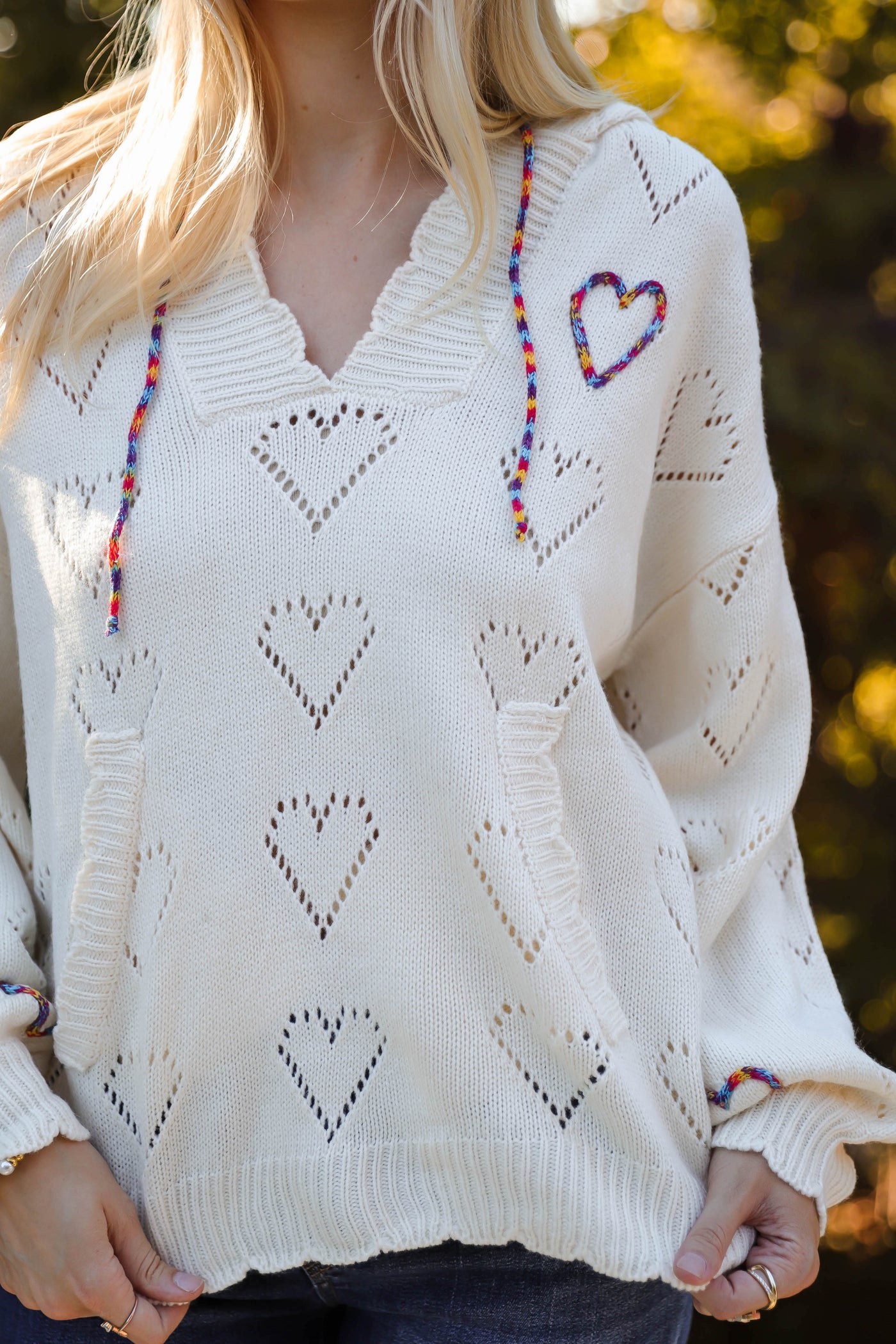 Women's Heart Sweater- Women's Hoodie With Hearts- &Merci Heart Hoodie