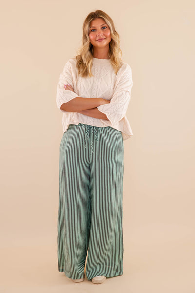 Light Weight Striped Pants- Comfortable Travel Pants- Work Appropriate Pants- Promesa Striped Pants