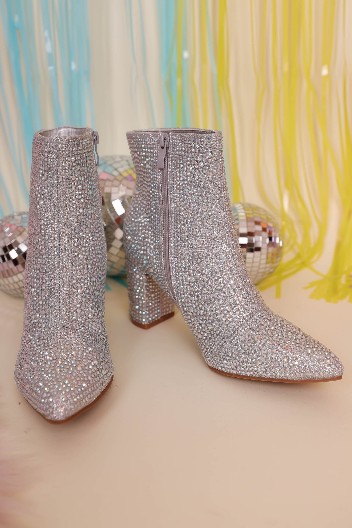 Silver Rhinestone Boots- Silver Rhinestone Booties- Silver Concert Boots- Iceberg 12 Boots