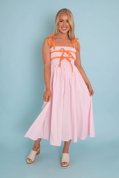 Pink Bow Maxi Dress- Women's Pink Bow Dress- Umgee Pink Dress