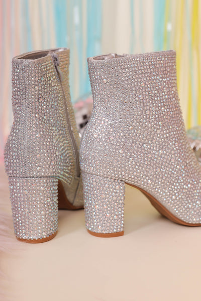 Silver Rhinestone Boots- Silver Rhinestone Booties- Silver Concert Boots- Iceberg 12 Boots