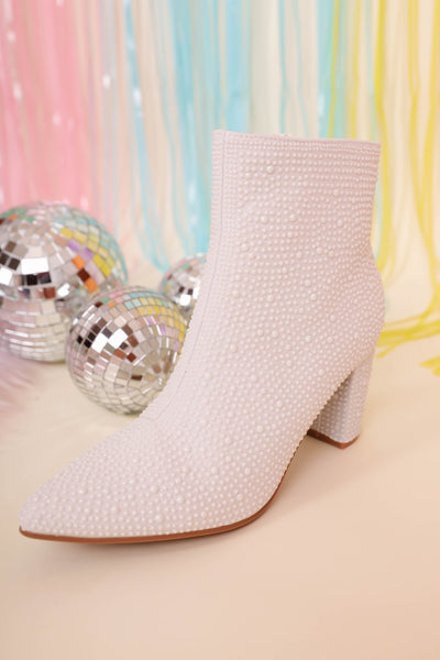 White Pearl Boots- Pearl Booties- White Concert Boots- Iceberg 12 Boots