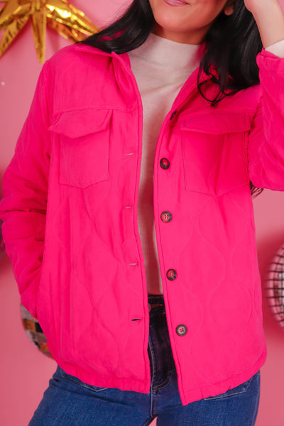 Hot Pink Quilted Jacket- Women's Classic Quilted Jacket- Adora Jacket