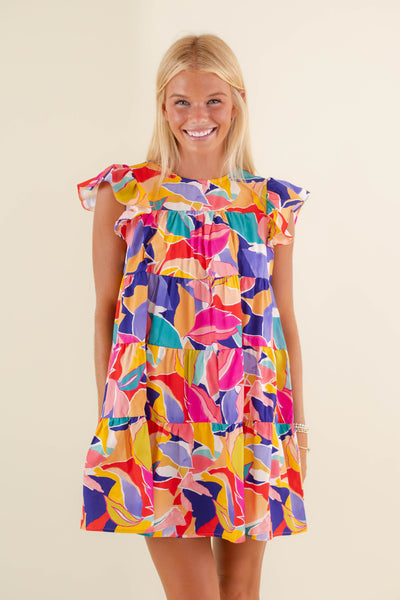 Women's Colorful Mini Dress- Women's Bright Dress- Women's Preppy Dresses