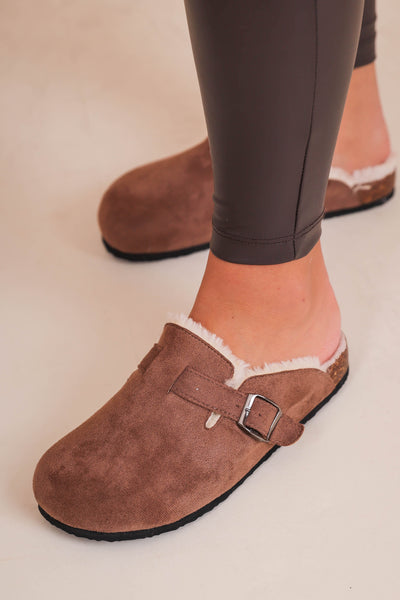 Women's Slip On Buckle Mule- Faux Fur Mules- Outwoods Bria-4