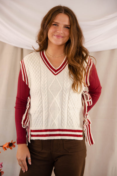 Cable Knit Sweater Vest- Women's Trendy Sweater Vest- &Merci Sweaters