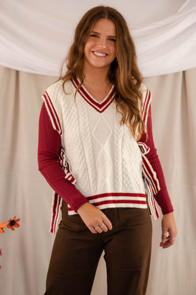 Cable Knit Sweater Vest- Women's Trendy Sweater Vest- &Merci Sweaters