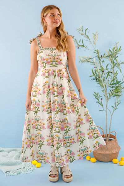 Bila77 Maxi Dress- Women's Floral Print Dress- Cotton Dresses for Women
