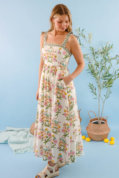 Bila77 Maxi Dress- Women's Floral Print Dress- Cotton Dresses for Women