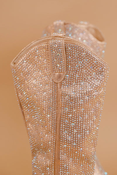 Champagne Rhinestone Boots- Western Style Rhinestone Boots- Tall Rhinestone Boots