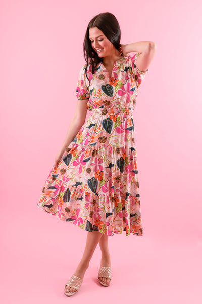 Floral Midi Dress- Tropical Midi Dress