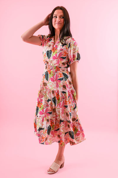 Floral Midi Dress- Tropical Midi Dress