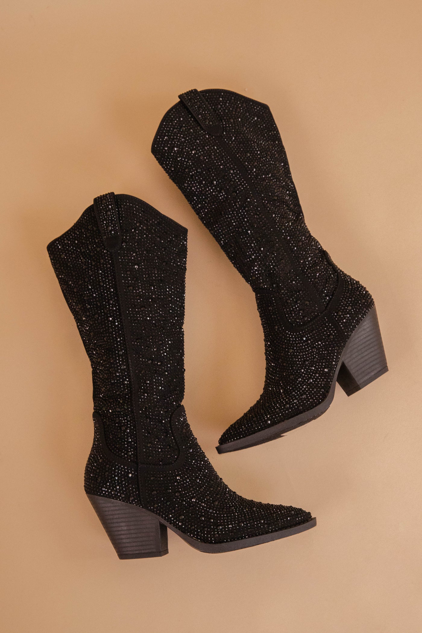 Black Rhinestone Boots- Western Style Rhinestone Boots- Tall Rhinestone Boots