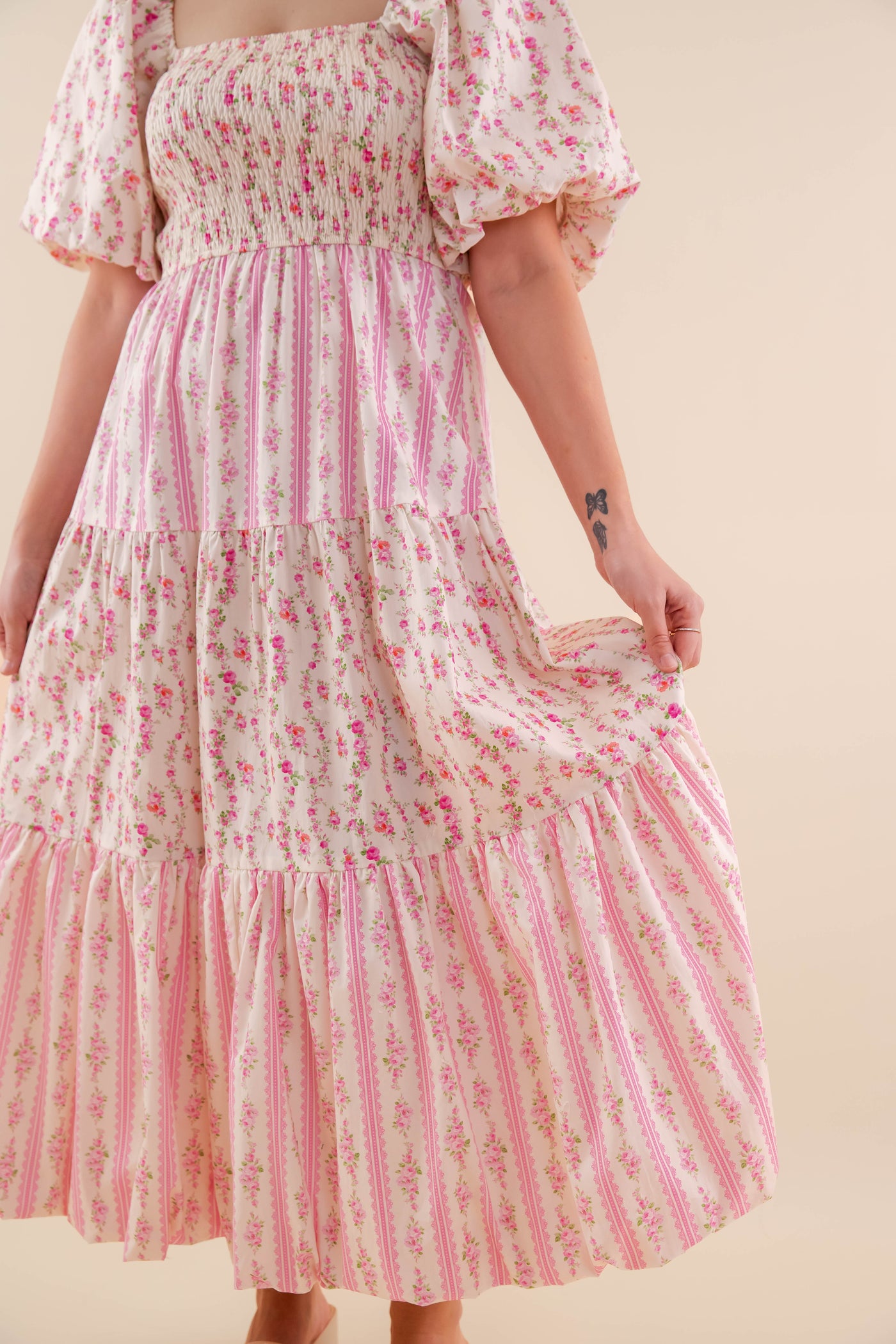 Whimsical Floral Print Maxi Dress- Women's Cottagecore Maxi- PeachLove Dresses