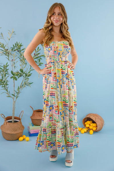 Bila77 Linda Flora Dress-Vibrant Print Vacation Dress- Women's Summer Beach Dress