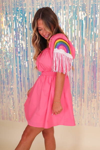 Sequin Rainbow Patch Dress- Women's Fun Sequin Dress- Sparkle Queen Dress