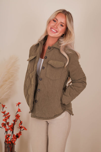 Olive Quilted Jacket- Women's Classic Quilted Jacket- Adora Jacket