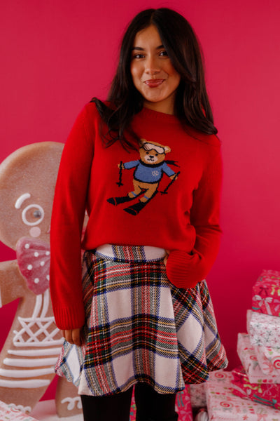 Knitted Sweater With Teddy Bear- Knit Sweater with Skiing Teddy Bear- The Vintage Shop Skiing Bear Sweater