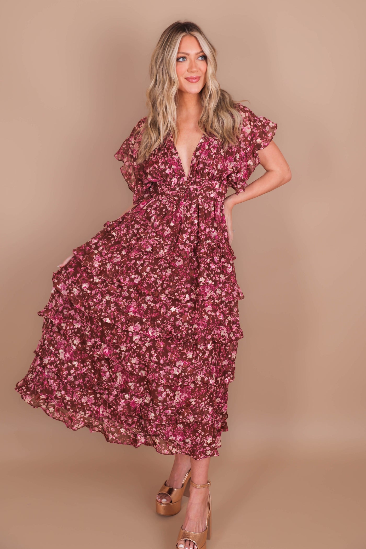 Women's Gorgeous Midi Dress- Women's Floral Print Midi- Storia Midi Dresses