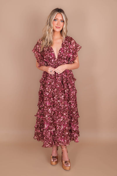 Women's Gorgeous Midi Dress- Women's Floral Print Midi- Storia Midi Dresses