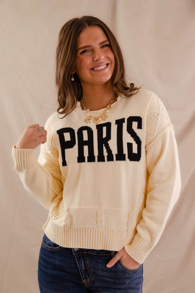 Women's Knitted Paris Sweater- Cable Knit Paris Sweater- Aaron and Amber Paris Sweater