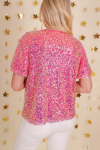 RESTOCK: I'm A Mirrorball Blouse-Pink