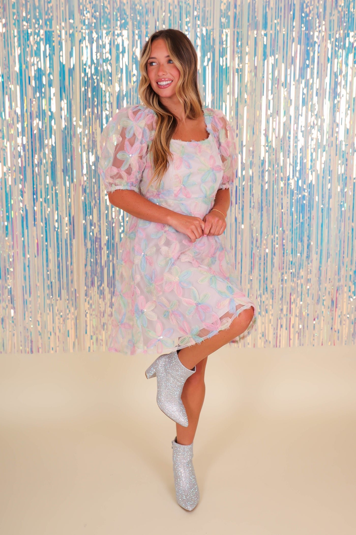 Floral Chiffon Dress- Women's Pastel Babydoll Dress- Jodifl Flower Dress
