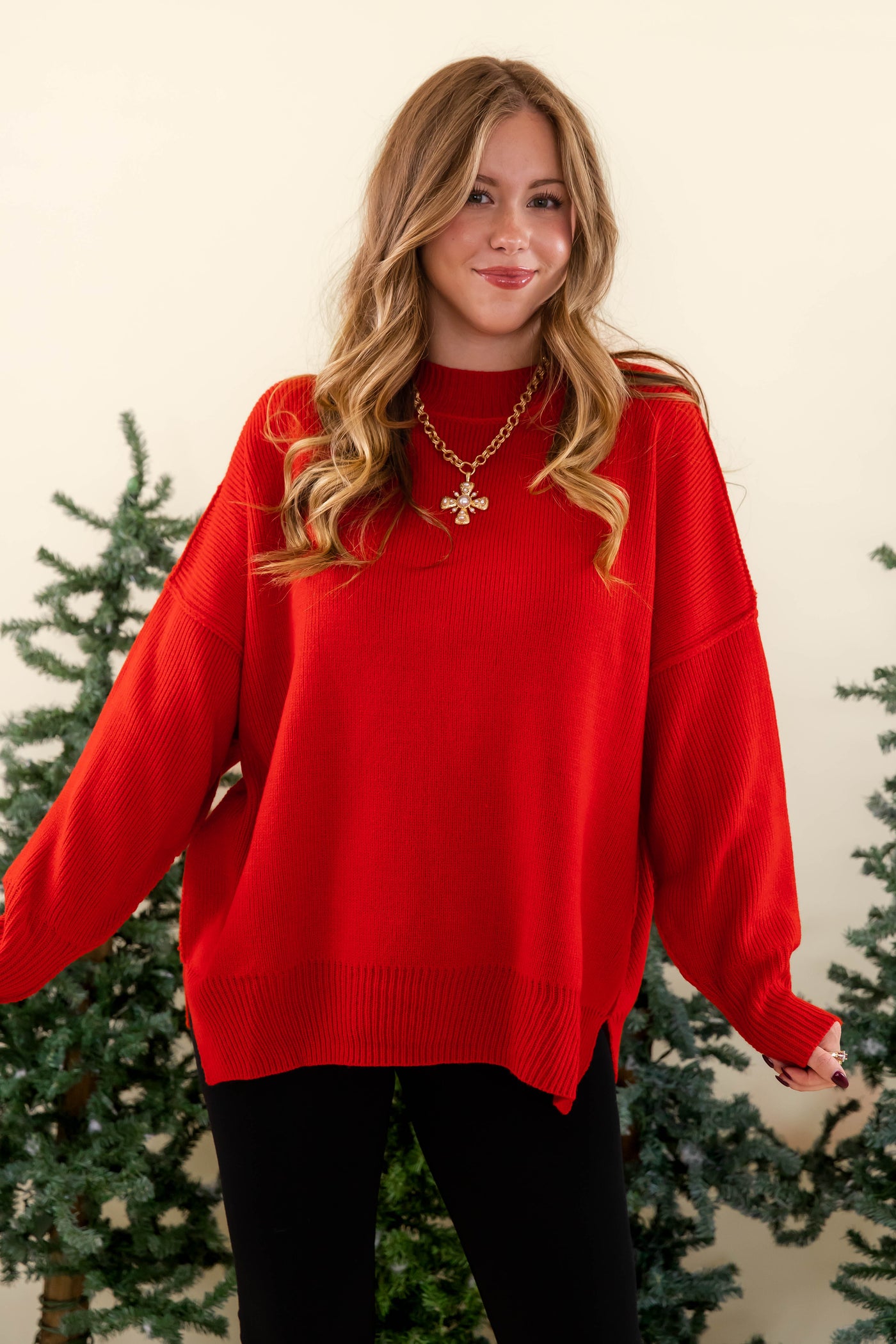 Women's Oversized Sweater- Red Sweater- Sweater For Leggings- Free People Sweater Dupe