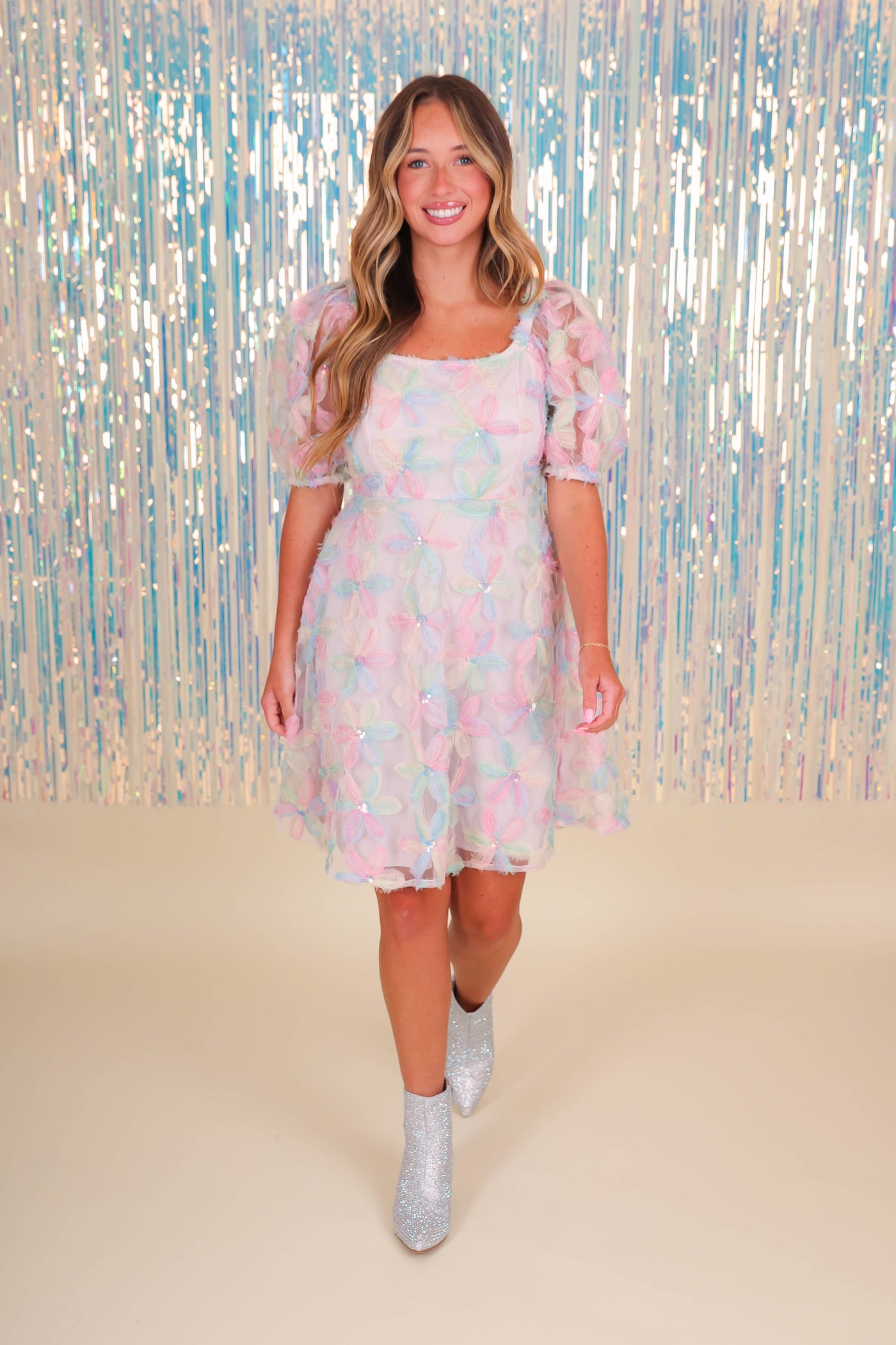 Floral Chiffon Dress- Women's Pastel Babydoll Dress- Jodifl Flower Dress