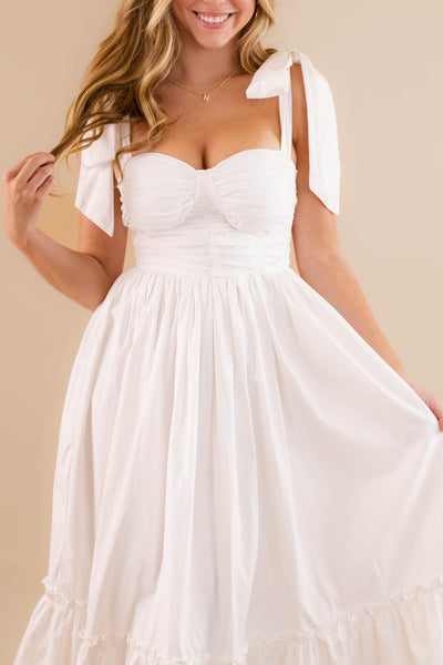 Women's Elegant White Dress- Women's Photoshoot Dresses- Mable Maxi Dress