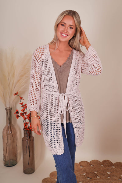 Crotchet Knit Cardigan- Women's Boho Style Cardigan- Crotchet Open Coverup