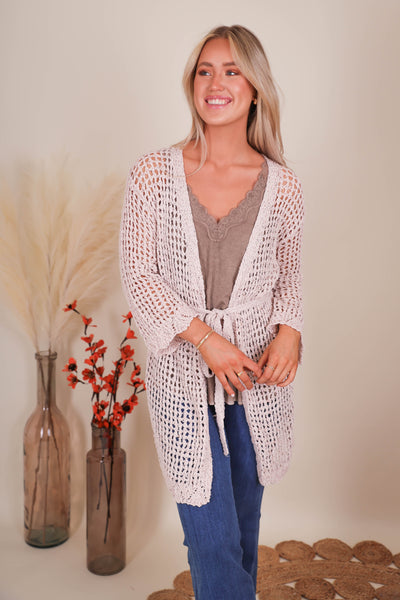 Crotchet Knit Cardigan- Women's Boho Style Cardigan- Crotchet Open Coverup