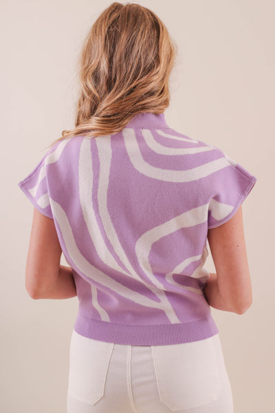 Women's Purple and White Blouse- Women's Preppy Tops- Eesome Tops