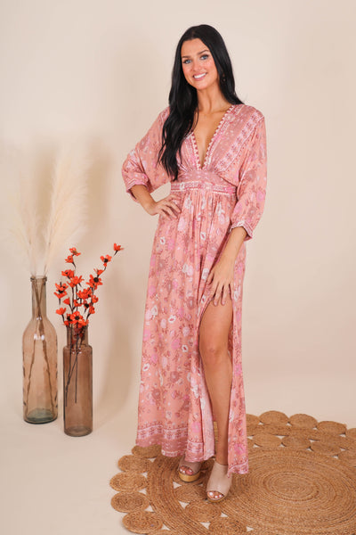 Pink Paisley Maxi Dress- Colorful Vacation Dresses- Aakaa Maxi Dress