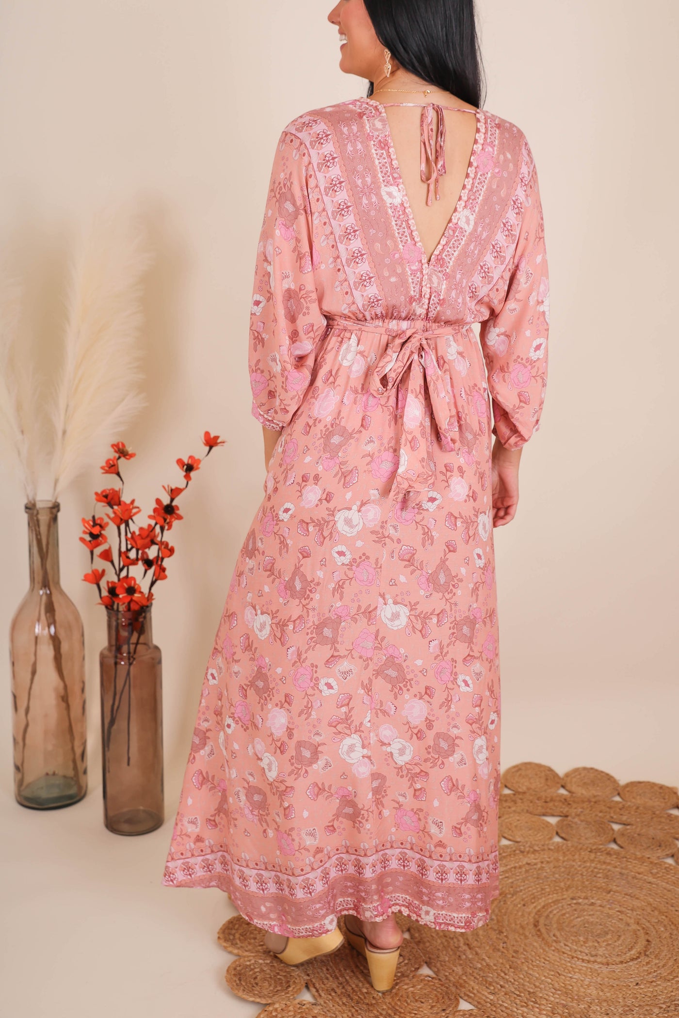 Pink Paisley Maxi Dress- Colorful Vacation Dresses- Aakaa Maxi Dress