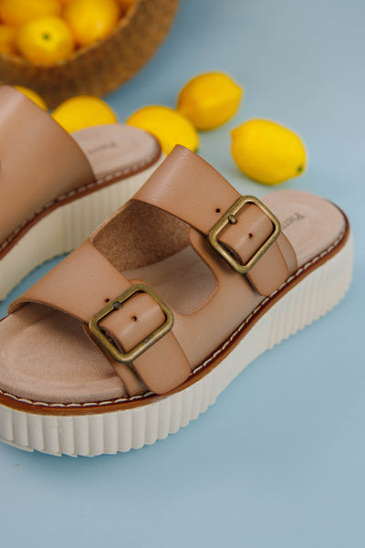 Platform Buckle Sandals- Women's Summer Shoes- Pierre Dumas Slides