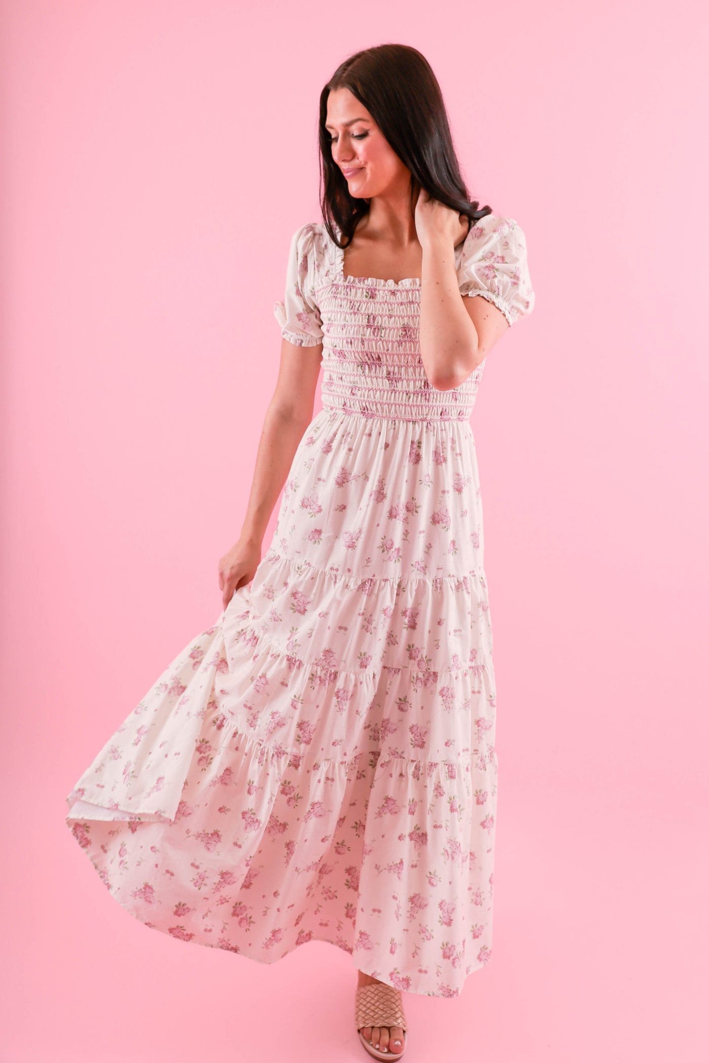 Beautiful Flower Maxi Dress- Vintage Inspired Dress- LoveShack Maxi Dress