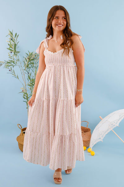 Women's Dainty Floral Maxi Dress- Floral and Lace Women's Dress- Cottage Core Dresses