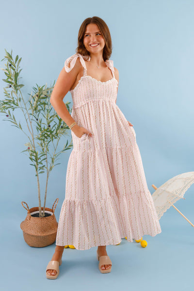 Women's Dainty Floral Maxi Dress- Floral and Lace Women's Dress- Cottage Core Dresses
