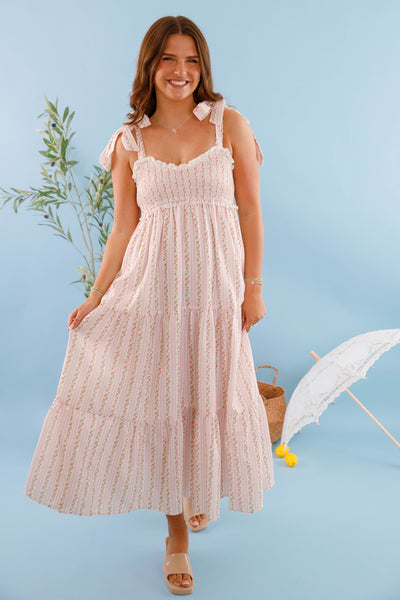 Women's Dainty Floral Maxi Dress- Floral and Lace Women's Dress- Cottage Core Dresses