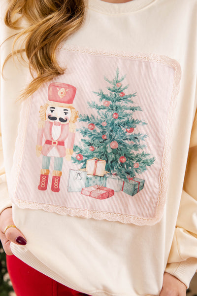 Christmas Pullover- Cute Vintage Inspired Christmas Sweatshirt- Preppy Peach Love Cream Christmas Sweatshirt