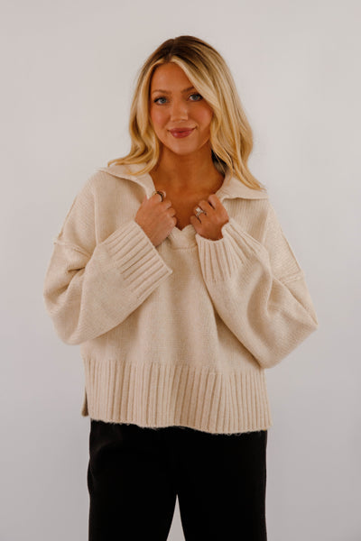 On The Other Side Sweater-Beige