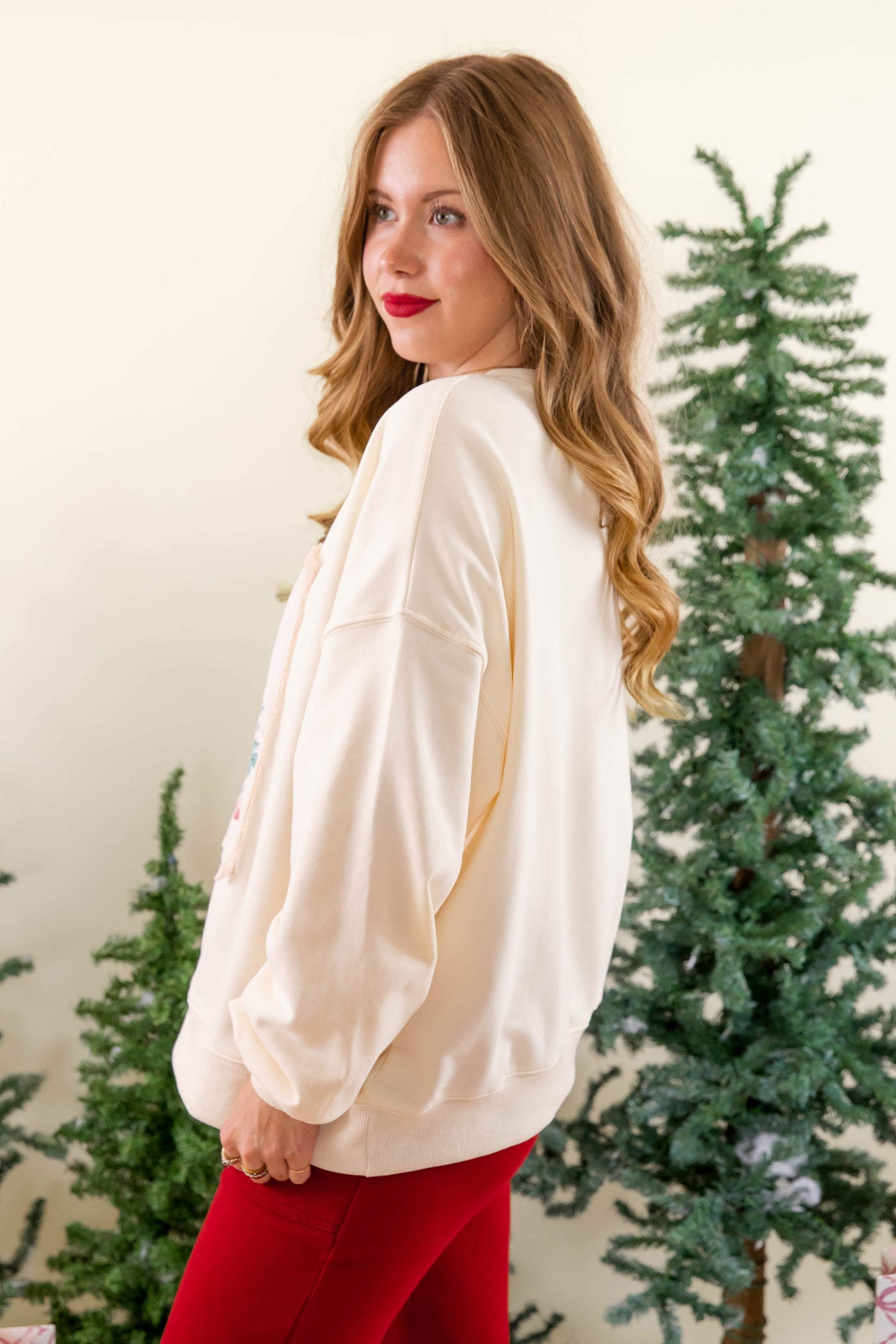 Christmas Pullover- Cute Vintage Inspired Christmas Sweatshirt- Preppy Peach Love Cream Christmas Sweatshirt