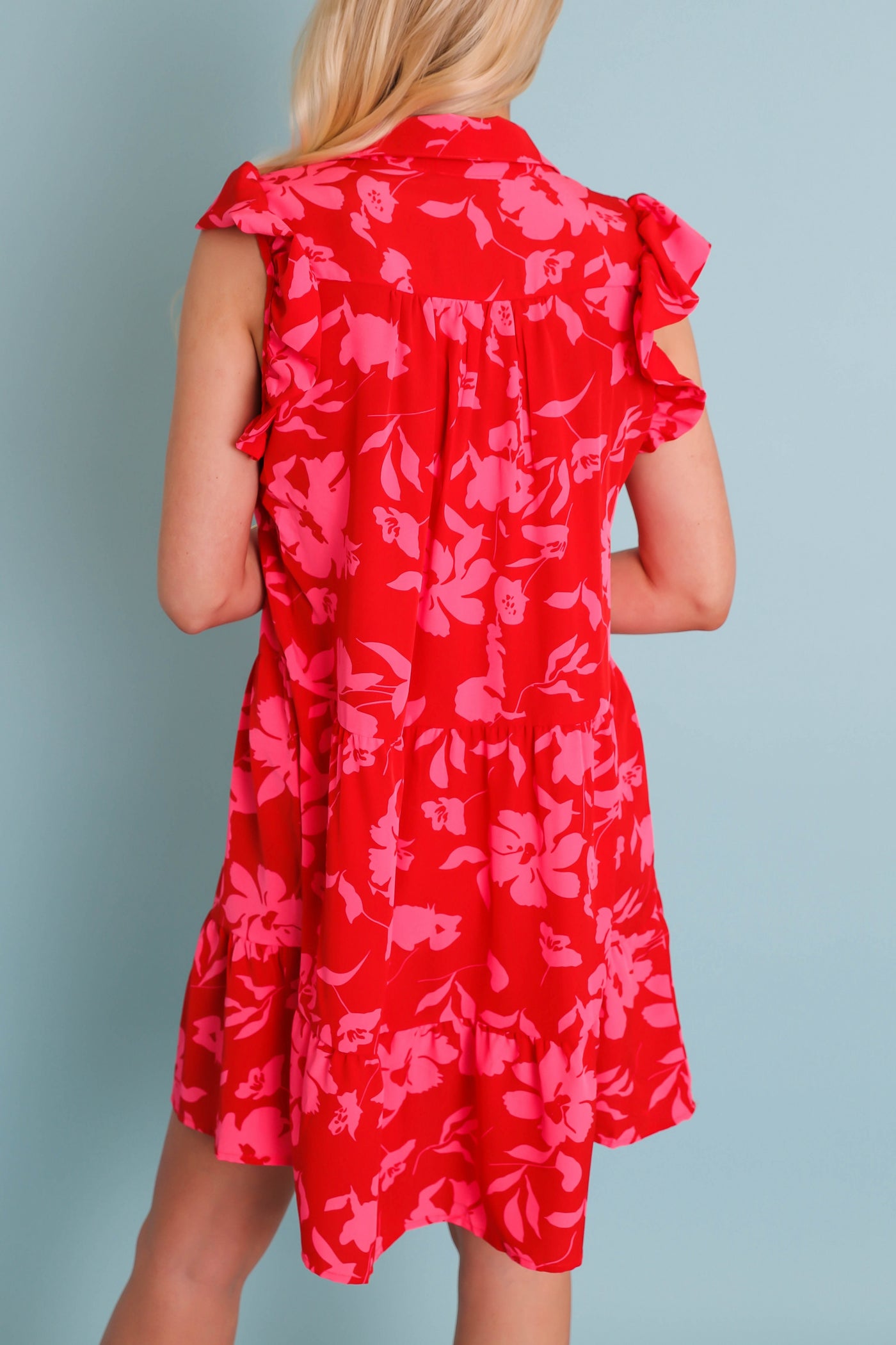 Red and Pink Floral Dress- Women's Vacation Dresses- Umgee Red Dress