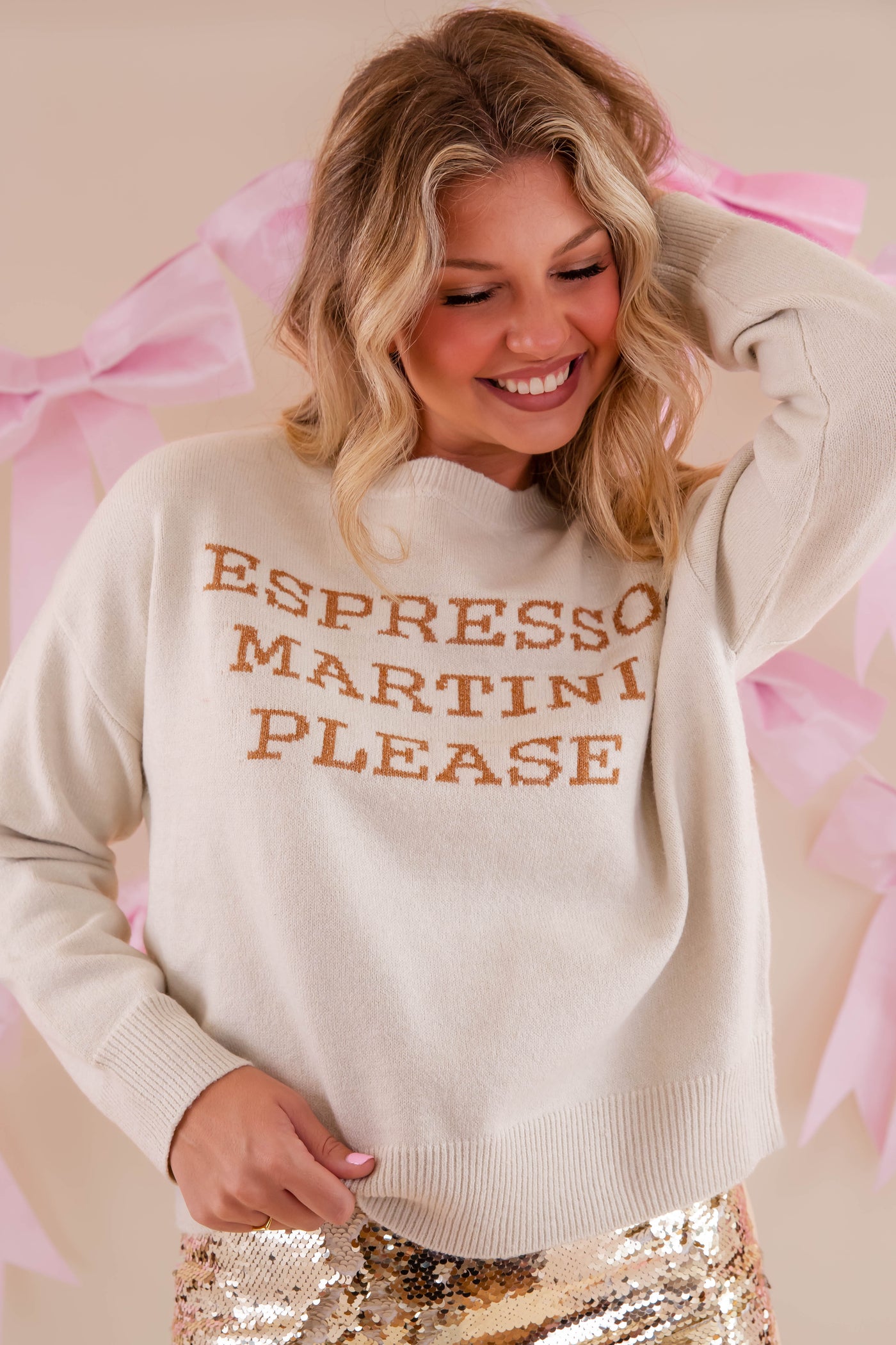 Espresso Martini Please Sweater- Knitted Espresso Martini Sweater- Lelis Martini Sweater