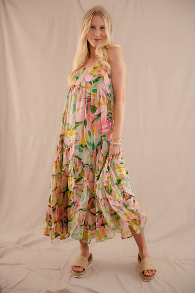 Women's Tropical Print Maxi Dress- Women's Vacation Dresses- Storia Maxi Dress