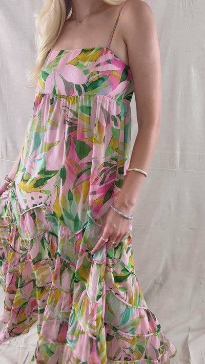 Women's Tropical Print Maxi Dress- Women's Vacation Dresses- Storia Maxi Dress